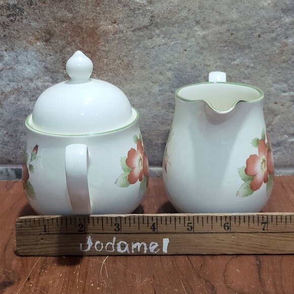 Vintage Keltcraft by Noritake Wild Rose Creamer & Sugar Set Ireland - Picture 9 of 10